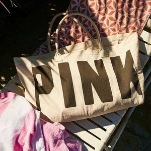 PINK 100% Natural Cotton Canvas Tote Bag